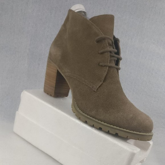 TOWN SHOES Shoes - Made in Italy Leather chunky 2.8"block heel Boot NEUTRAL Color FALL 8.5us/6.5uk